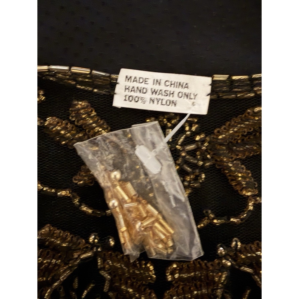 Vtg. Victorian Style Gold Glass Beaded Collar Scarf ~Scalloped Evening Glam NWT - Picture 7 of 13